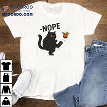 Load image into Gallery viewer, Nope Black Cat Kicking Orange Traitor Trump Shirt